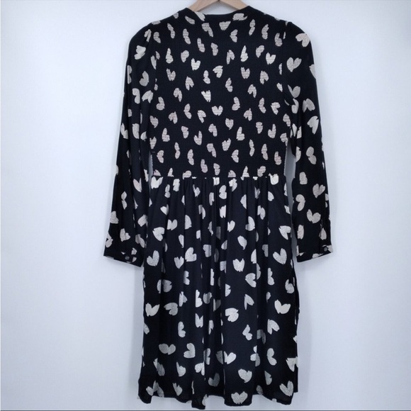Anthropologie Maeve XSmall Banet black/white heart print smocked dress - Picture 9 of 9